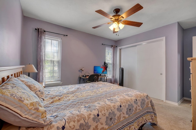 1625 Centerville Rd Unit 20, Tallahassee, FL 32308 - bedroom featuring light carpet, a closet, and ceiling fan