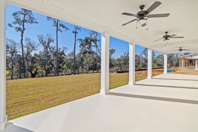 view of patio with ceiling fan