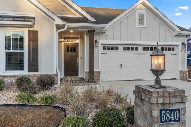 exterior space featuring a garage