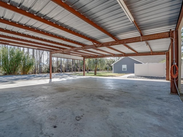 garage featuring metal wall