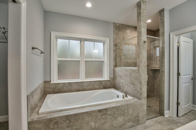 bathroom with plus walk in shower