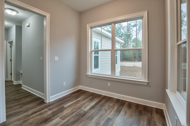 empty room featuring dark hardwood / wood-style flooring