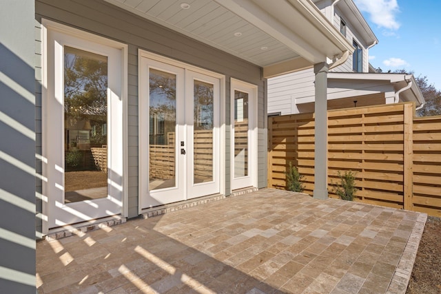 view of patio / terrace featuring french doors