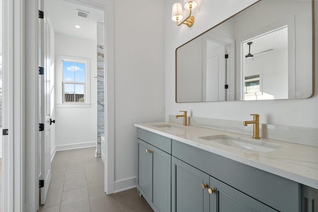 bathroom featuring vanity and tile patterned floors