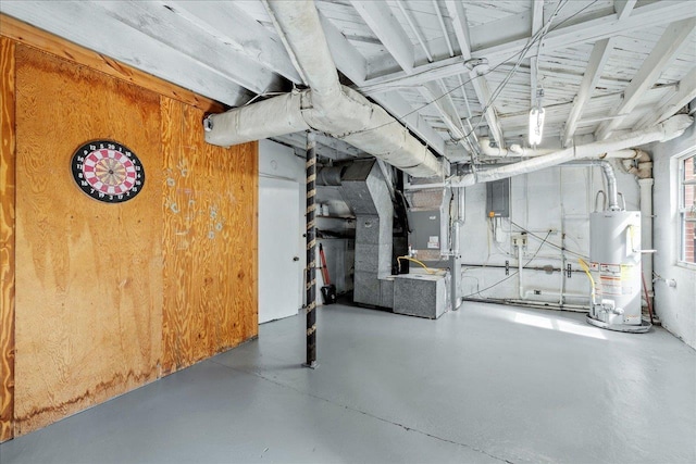 basement with water heater