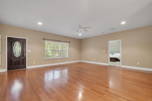 55 Hopkins Landing Rd, Quincy, FL 32351 - entrance foyer with a ceiling fan, light wood finished floors, baseboards, and recessed lighting