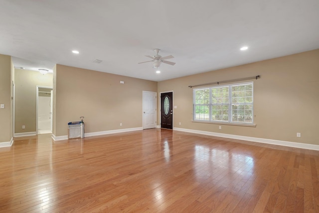 55 Hopkins Landing Rd, Quincy, FL 32351 - unfurnished room with a ceiling fan, light wood-style floors, baseboards, and recessed lighting