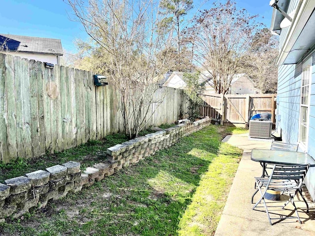 view of yard featuring central air condition unit