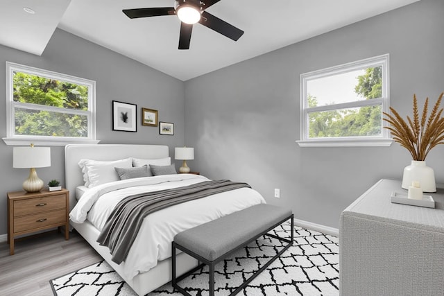 1722 Eisenhower St, Tallahassee, FL 32310 - bedroom featuring baseboards, light wood-style floors, and a ceiling fan