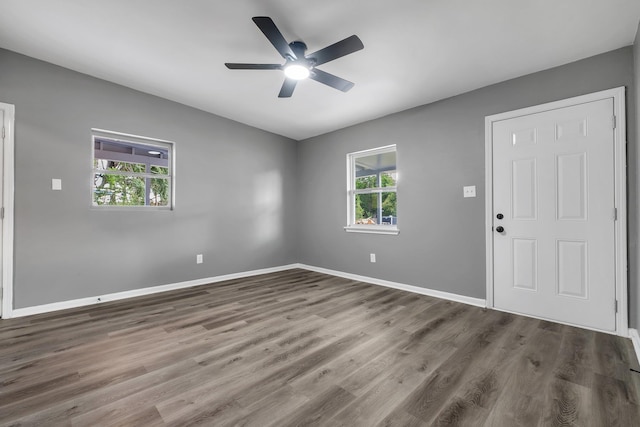 1722 Eisenhower St, Tallahassee, FL 32310 - spare room featuring ceiling fan, wood finished floors, and baseboards