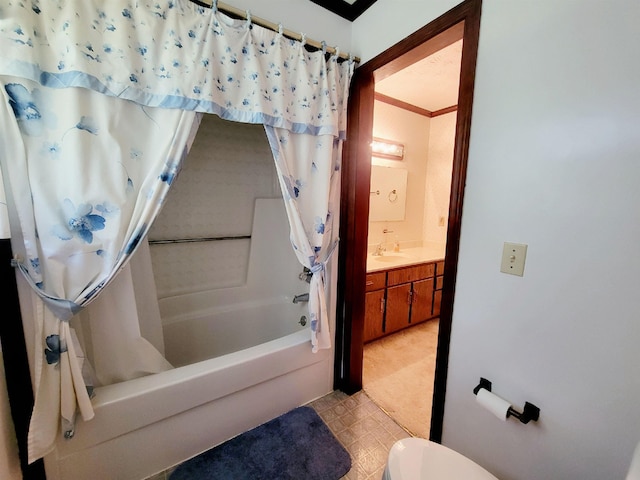 2917 Glover Carlton Rd, Perry, FL 32348 - full bath with shower / bath combination with curtain, toilet, vanity, and tile patterned floors
