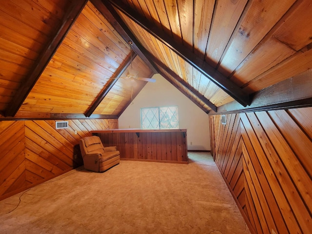 2917 Glover Carlton Rd, Perry, FL 32348 - unfurnished room featuring wooden walls, light carpet, and wooden ceiling