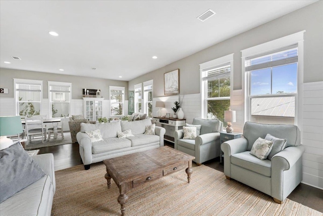 living room with hardwood / wood-style flooring