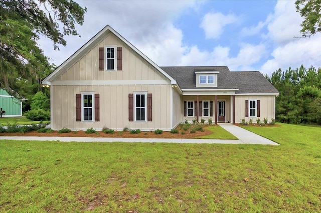 5410 Peace Dove Trl, Tallahassee, FL 32311 - modern farmhouse featuring board and batten siding, a front lawn, and a shingled roof