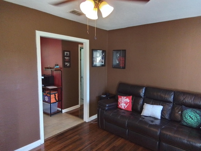 1508 Pepper Dr, Tallahassee, FL 32304 - living area featuring ceiling fan, wood finished floors, and baseboards