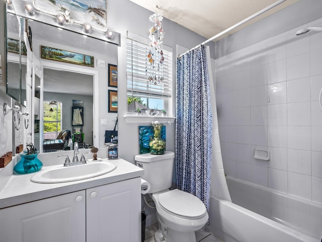 2123 Fernleigh Dr, Tallahassee, FL 32311 - full bath featuring toilet, vanity, and shower / bath combo with shower curtain