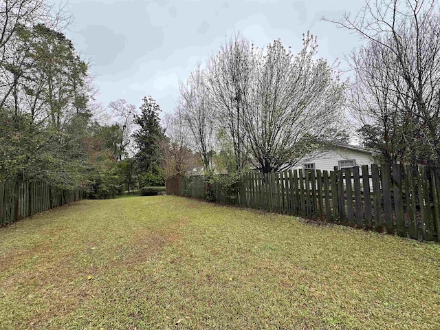 view of yard with a fenced backyard