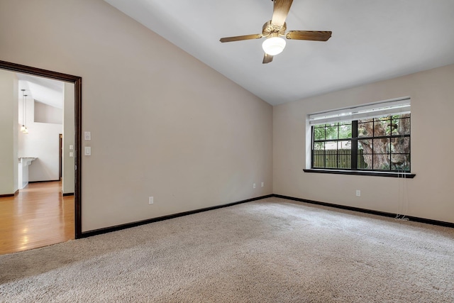 2825 Ohara Dr, Tallahassee, FL 32309 - carpeted spare room with lofted ceiling, a ceiling fan, and baseboards