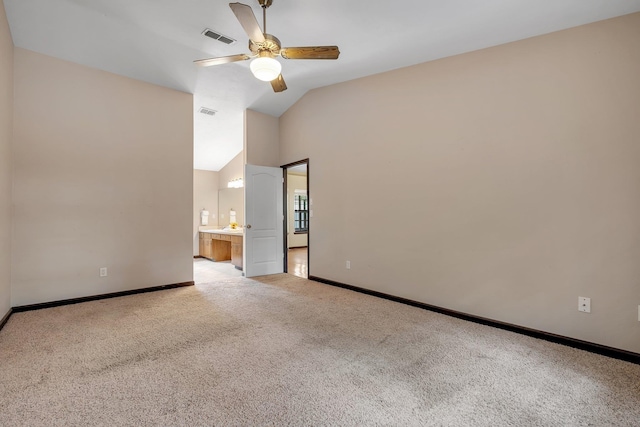 2825 Ohara Dr, Tallahassee, FL 32309 - empty room with light carpet, a ceiling fan, baseboards, and high vaulted ceiling
