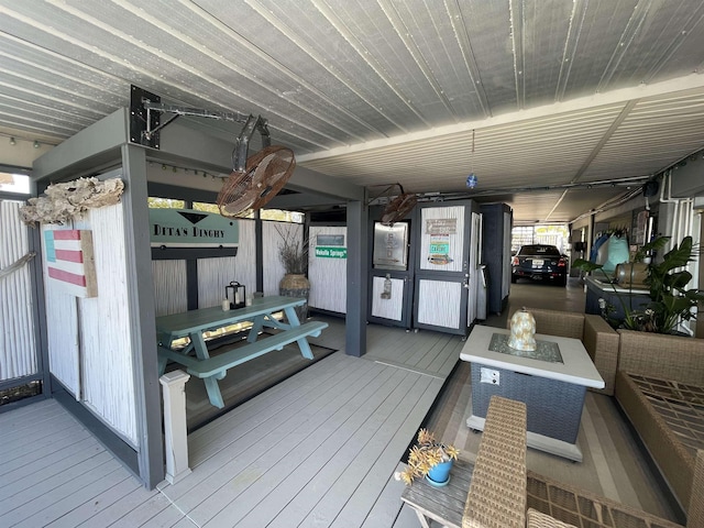 interior space featuring a fire pit