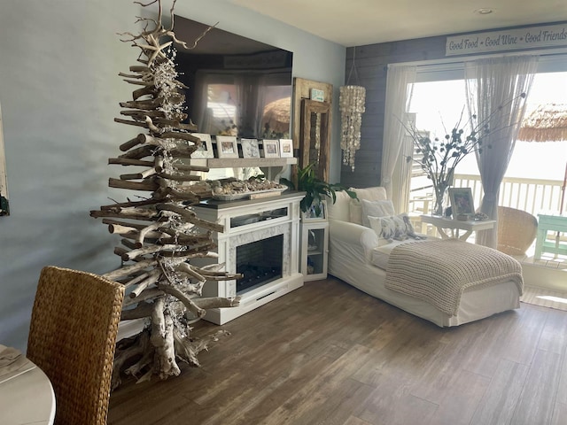 living area featuring wood finished floors