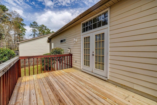 wooden terrace with french doors