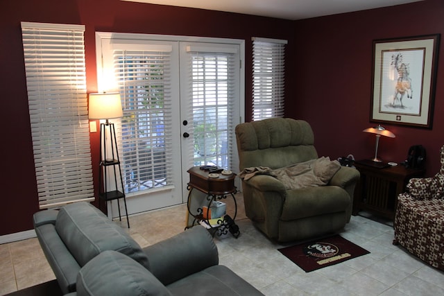 view of tiled living room