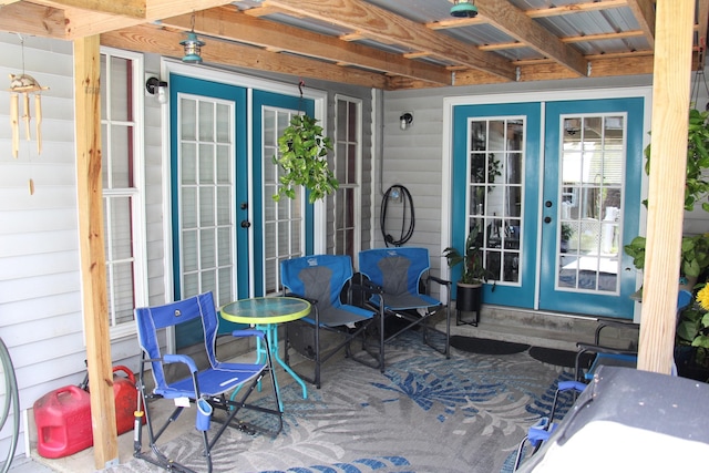 view of patio featuring french doors