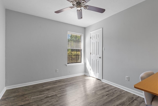 4601 Killimore Ln, Tallahassee, FL 32309 - unfurnished office with wood finished floors, baseboards, and a ceiling fan