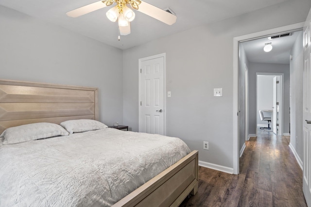 4601 Killimore Ln, Tallahassee, FL 32309 - bedroom with dark wood finished floors, baseboards, and ceiling fan