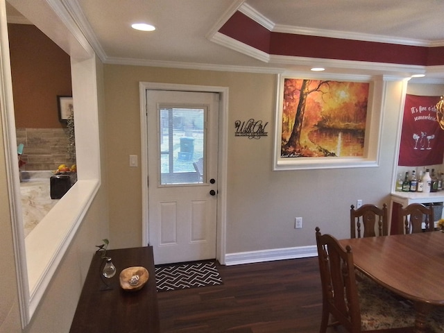 88 Wildwood Dr, Crawfordville, FL 32327 - dining room featuring wood finished floors, ornamental molding, and recessed lighting