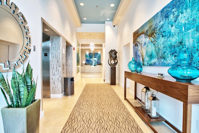 300 S Duval St Unit 1602, Tallahassee, FL 32301 - hall with recessed lighting, elevator, and tile patterned flooring