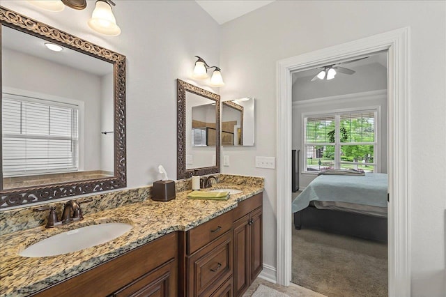 2617 Manassas Way, Tallahassee, FL 32312 - ensuite bathroom featuring double vanity and a ceiling fan