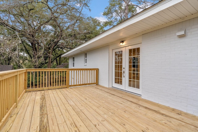 wooden deck with french doors