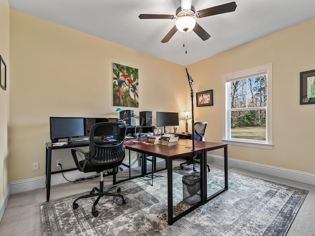 home office with ceiling fan