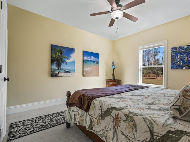 bedroom with carpet and ceiling fan