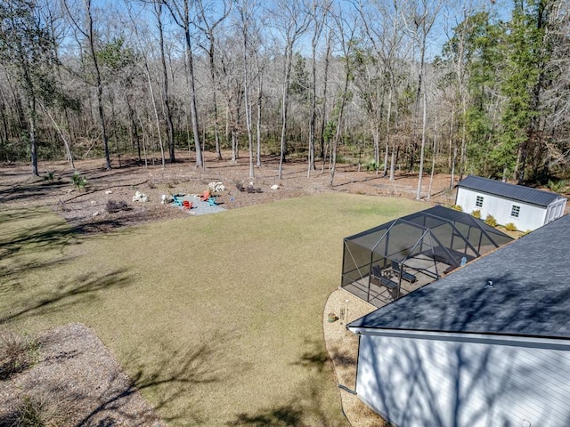 view of yard featuring a lanai