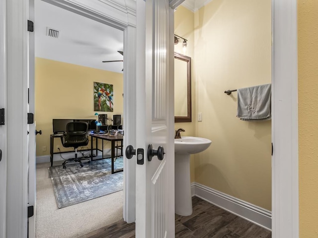 bathroom featuring sink and wood-type flooring