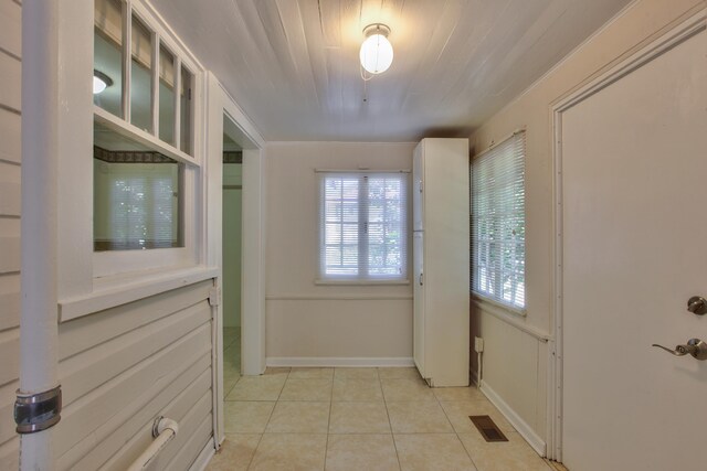 837 E Park Ave, Tallahassee, FL 32301 - doorway to outside with light tile patterned floors and wooden ceiling