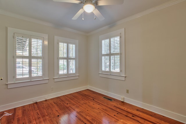 837 E Park Ave, Tallahassee, FL 32301 - spare room with ceiling fan, hardwood / wood-style floors, and ornamental molding