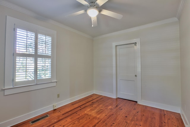 837 E Park Ave, Tallahassee, FL 32301 - empty room with crown molding, hardwood / wood-style floors, and ceiling fan