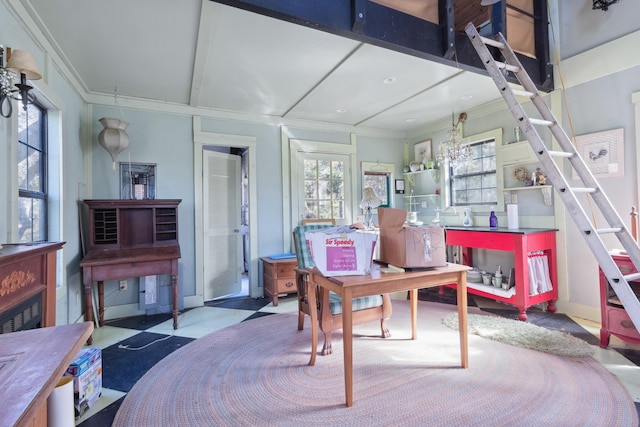 dining room with ornamental molding