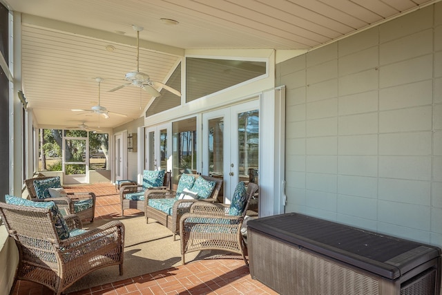 sunroom / solarium with vaulted ceiling and wooden ceiling