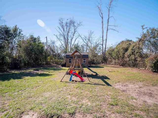 view of yard with a playground