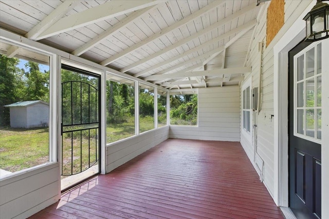 1822 N US-221, Perry, FL 32347 - unfurnished sunroom with beamed ceiling