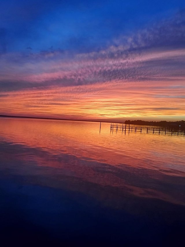 water view featuring a dock