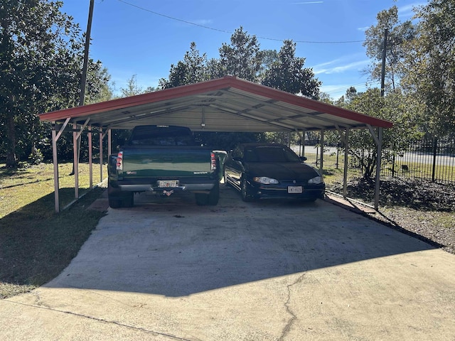 view of car parking featuring a carport