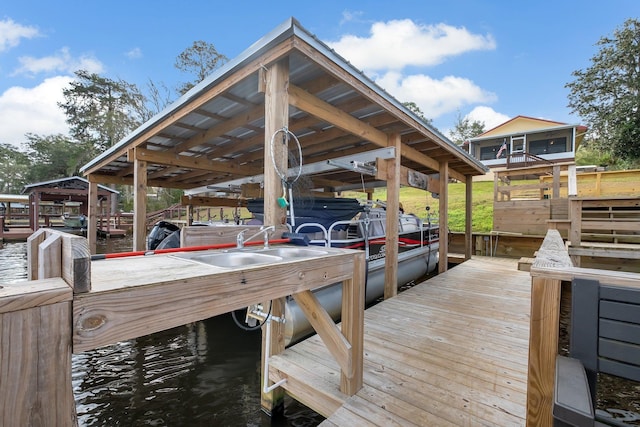 view of dock featuring a water view