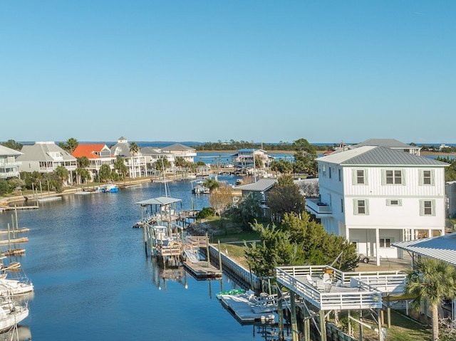 water view with a boat dock