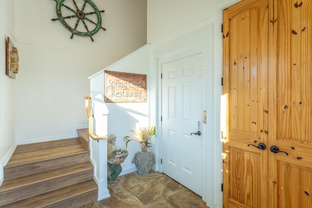 foyer entrance with dark hardwood / wood-style floors